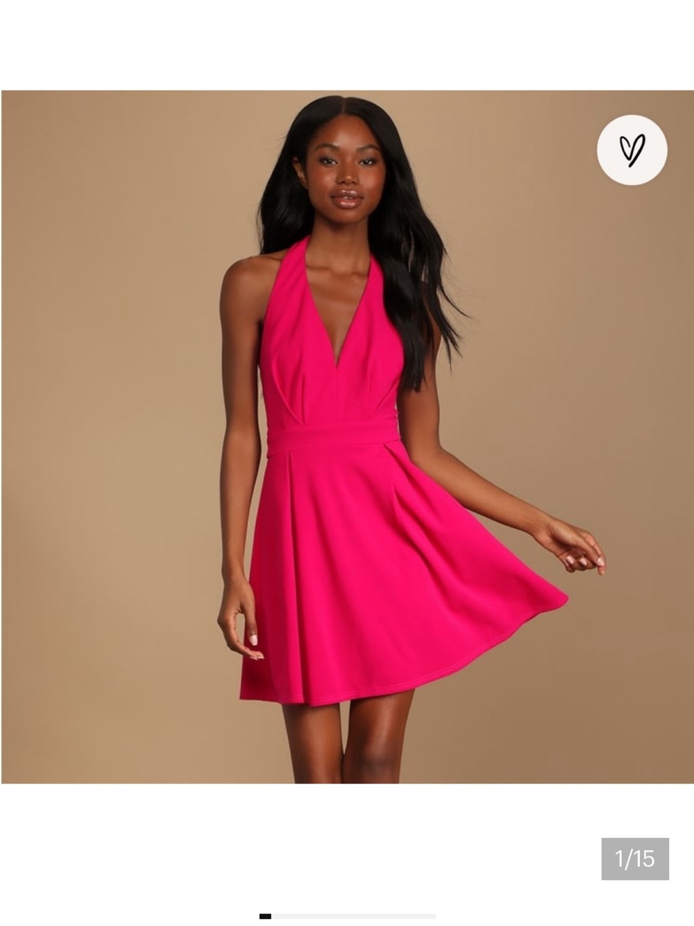 Lulus Halter-Neck Hot Pink Skater Dress